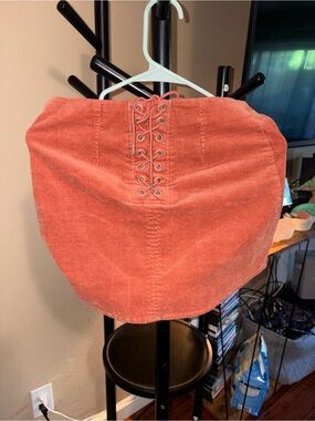 Forever 21 Lace-Up Corduroy Mini Skirt - Rust Orange
